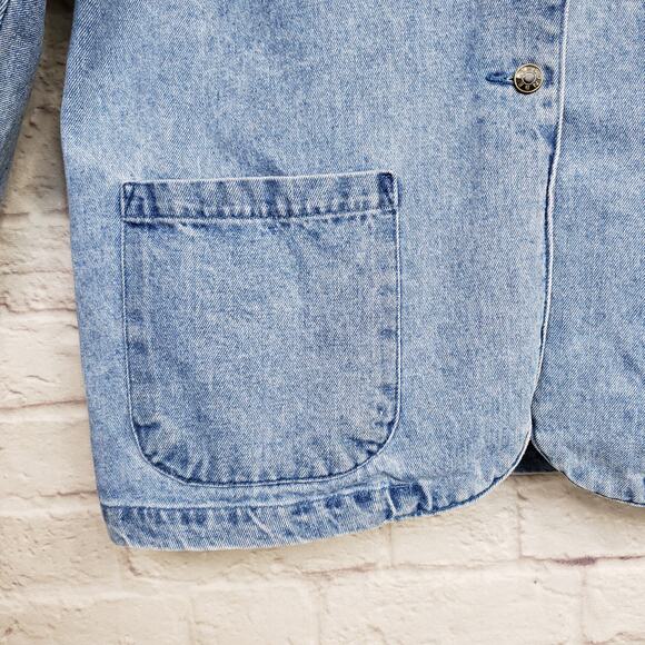 Vintage 90s Light Wash Denim Chore Coat Pockets Sun Belt Denim Size Large - Picture 5 of 7
